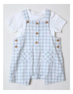 Gingham Overall Set in Blue