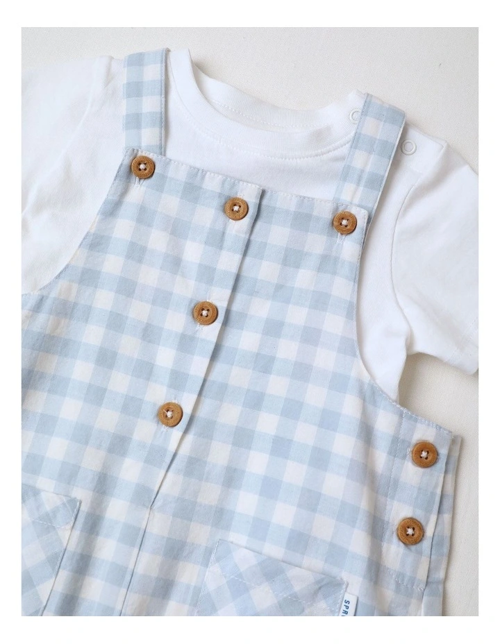 Gingham Overall Set in Blue image 2
