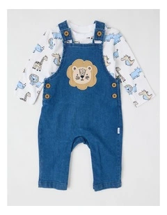 Denim Lion Overall Set in Blue