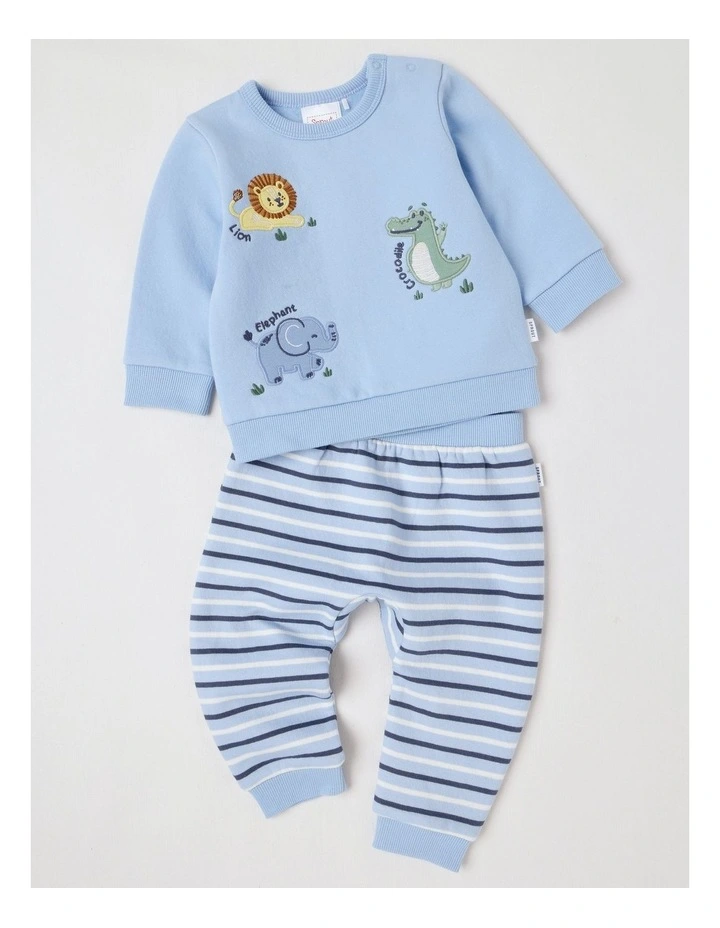 Crew Neck Safari Tracksuit Set in Bluestone image 1