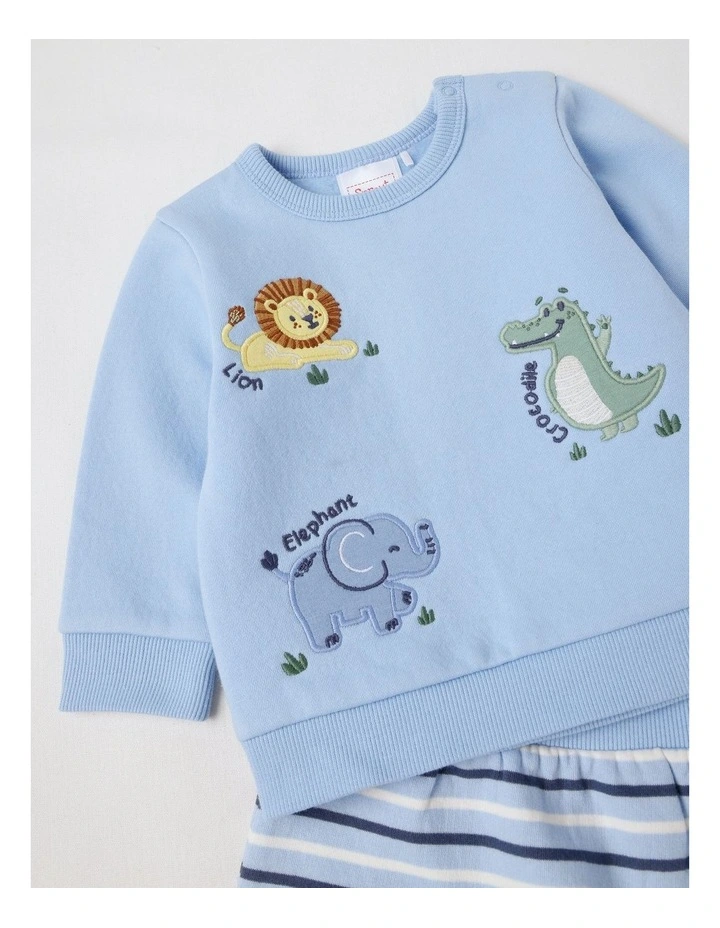 Crew Neck Safari Tracksuit Set in Bluestone image 2