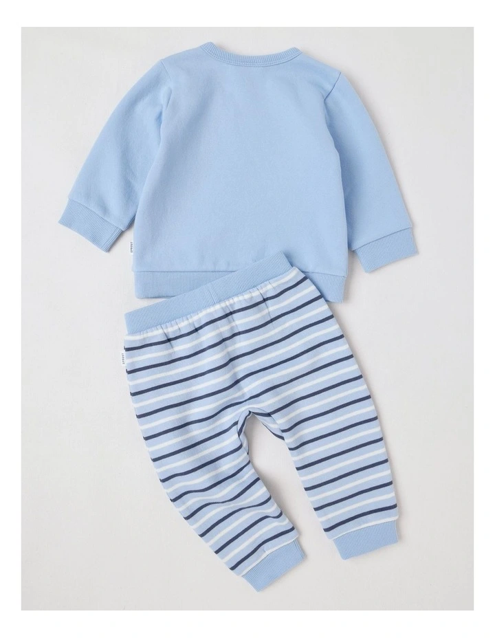 Crew Neck Safari Tracksuit Set in Bluestone image 3