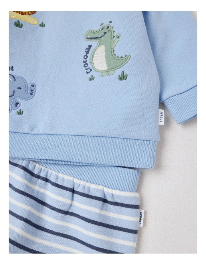 Crew Neck Safari Tracksuit Set in Bluestone image 5