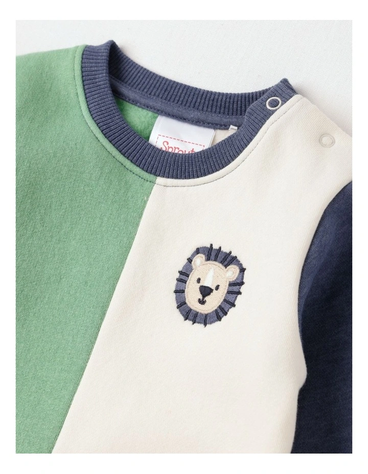 Colour Block Tracksuit Set in Indigo image 2