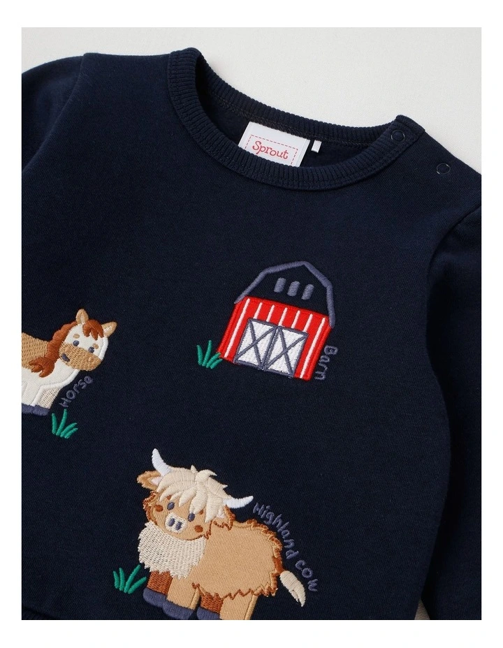 Crew Neck Farm Tracksuit Set in Navy image 2