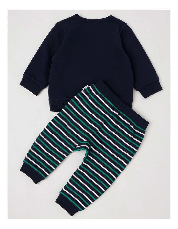Crew Neck Farm Tracksuit Set in Navy image 3