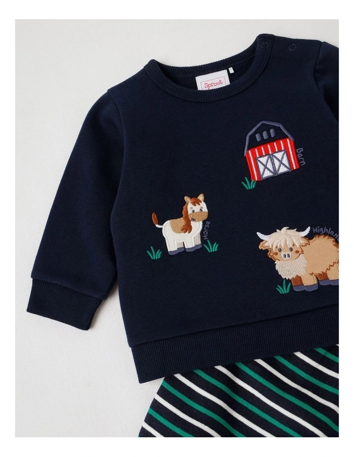 Crew Neck Farm Tracksuit Set in Navy image 4