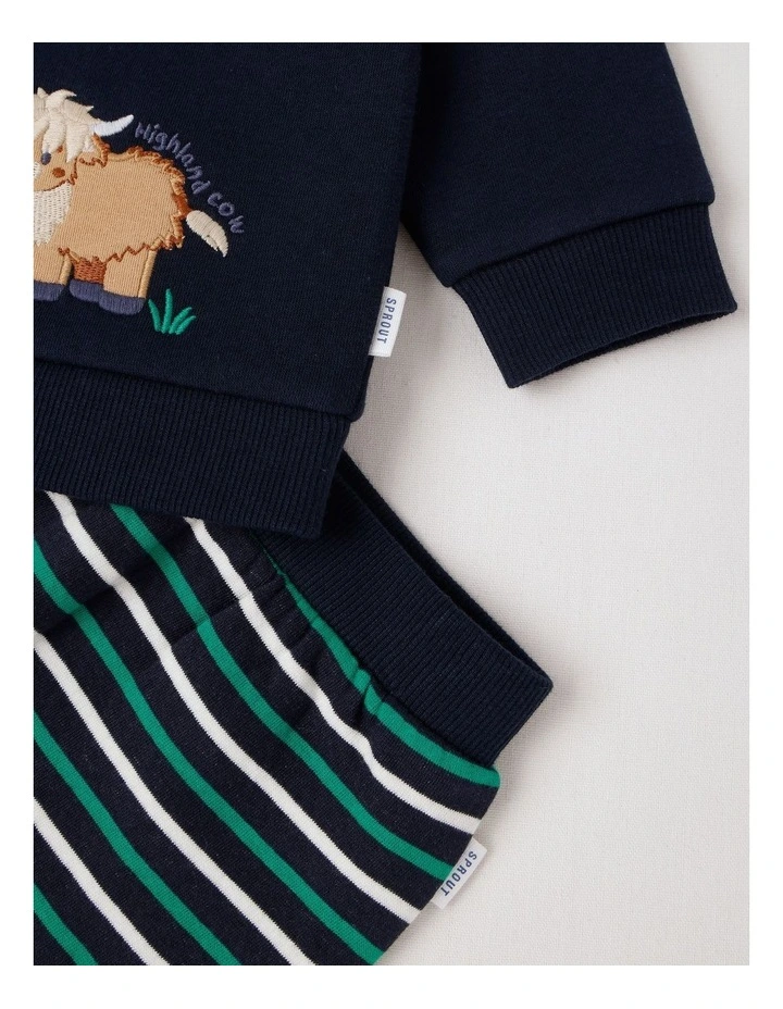 Crew Neck Farm Tracksuit Set in Navy image 5