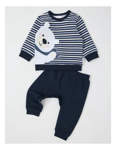 Crew Neck Polar Bear Tracksuit Set in Cream