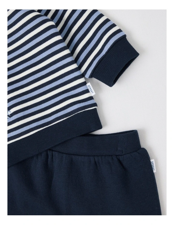 Crew Neck Polar Bear Tracksuit Set in Cream image 2