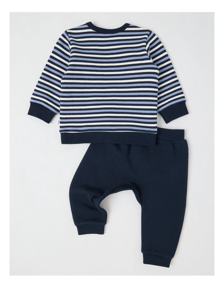 Crew Neck Polar Bear Tracksuit Set in Cream image 3