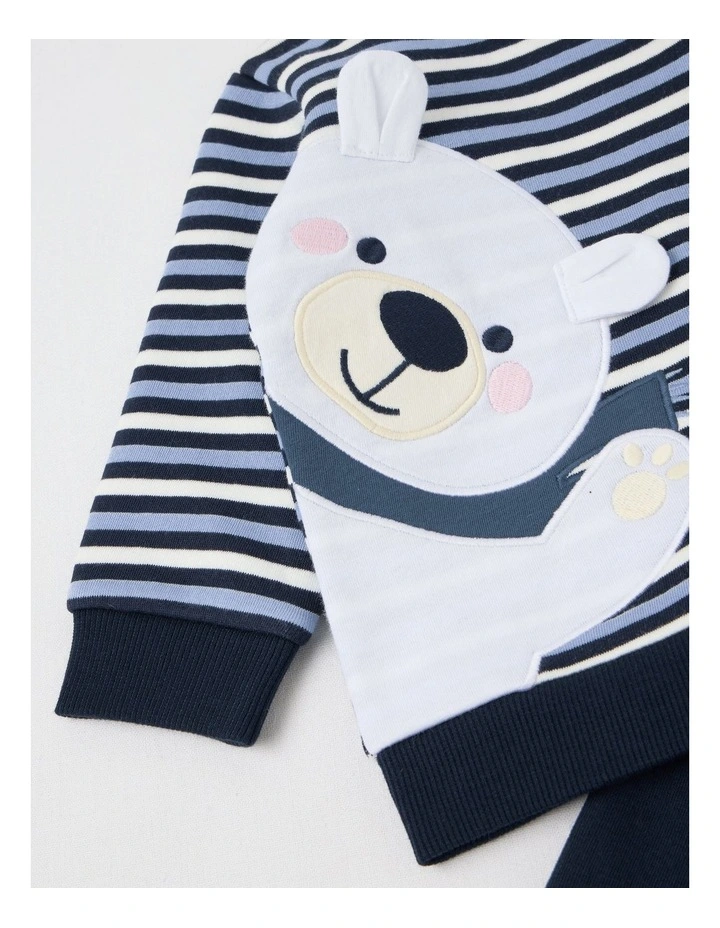 Crew Neck Polar Bear Tracksuit Set in Cream image 4