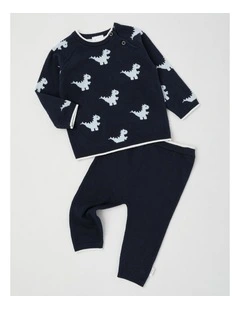 Dino Fully Fashion Top & Legging Set in Navy