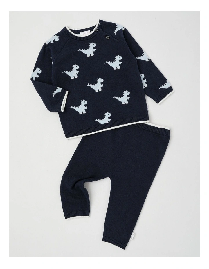 Dino Fully Fashion Top & Legging Set in Navy image 1