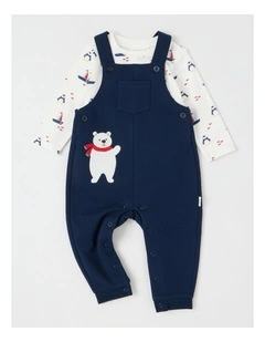 Polar Bear Fleece Overall Set in Navy