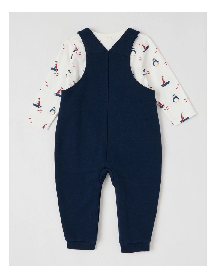 Polar Bear Fleece Overall Set in Navy image 3