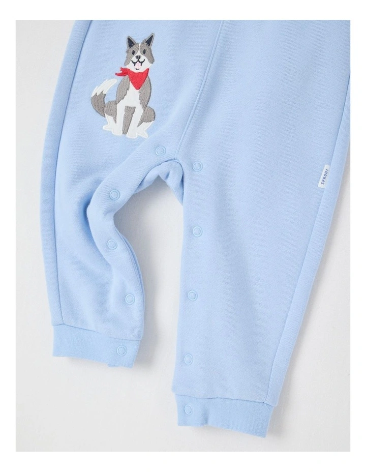 Farm Dog Fleece Overall Set in Bluestone image 5