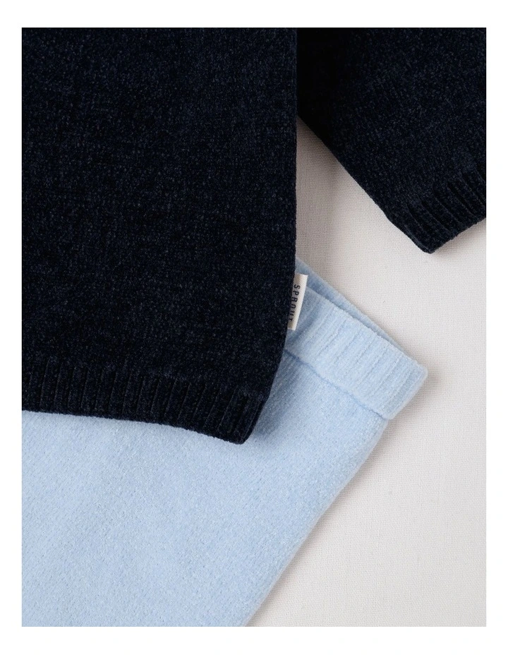 Chennile Teddy Bear Fair Isle Top & Legging Set in Bluestone image 5