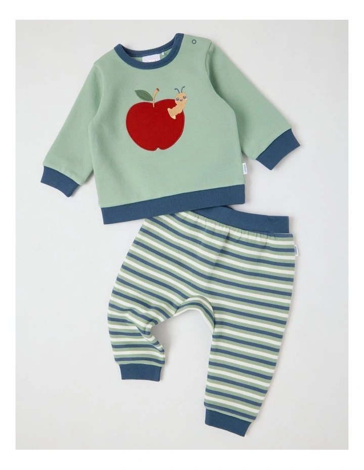 Apple Crew Neck Tracksuit Set in Green image 1