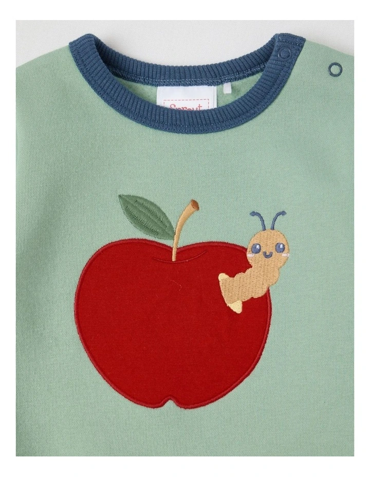 Apple Crew Neck Tracksuit Set in Green image 2