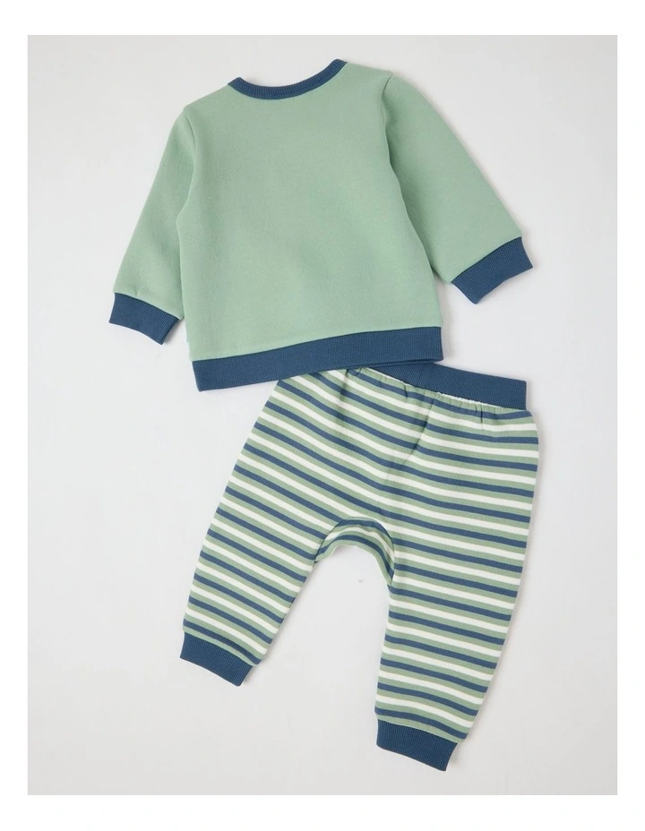 Apple Crew Neck Tracksuit Set in Green image 3