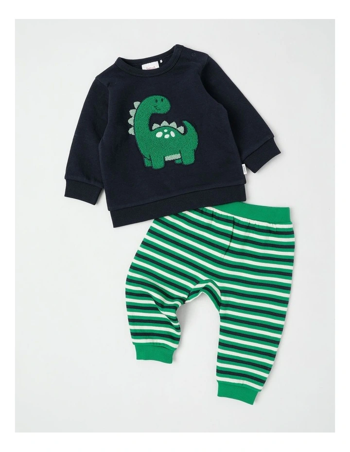 Apple Crew Neck Tracksuit Set in Green image 1