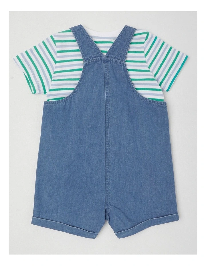 Bear Chambray Overall Set in Dusty Blue image 3