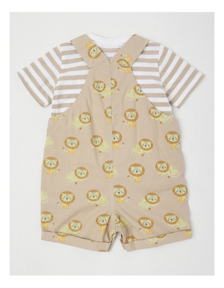 Lion Woven Overall Set in Beige image 3