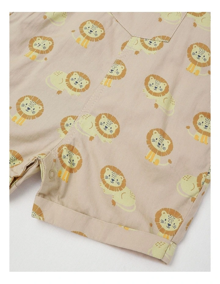 Lion Woven Overall Set in Beige image 4
