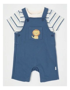 Lion Stripe Overall Set in Denim