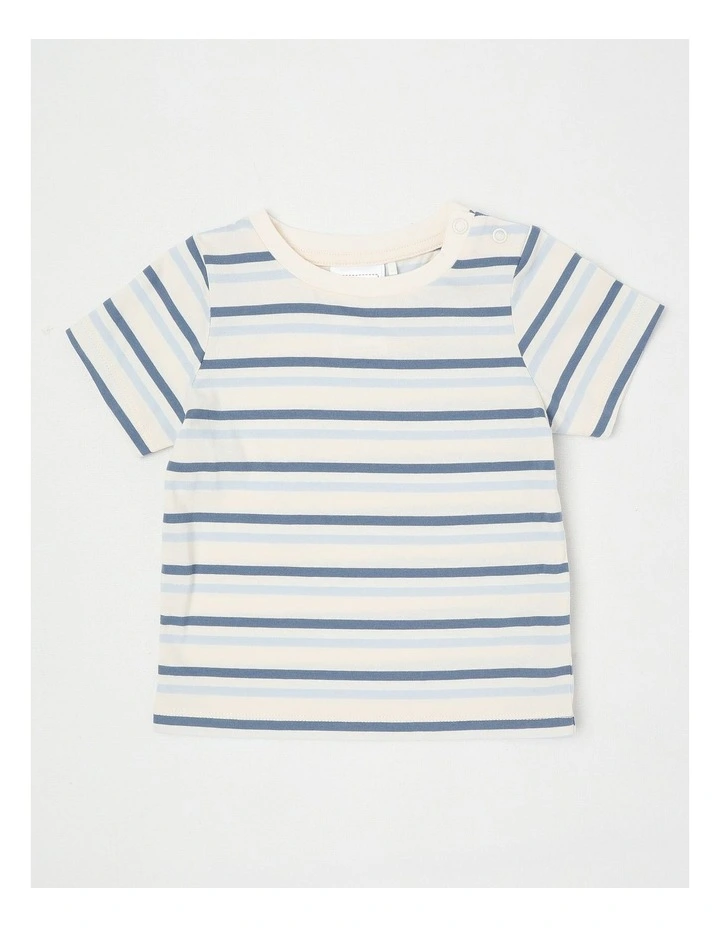 Lion Stripe Overall Set in Denim image 5