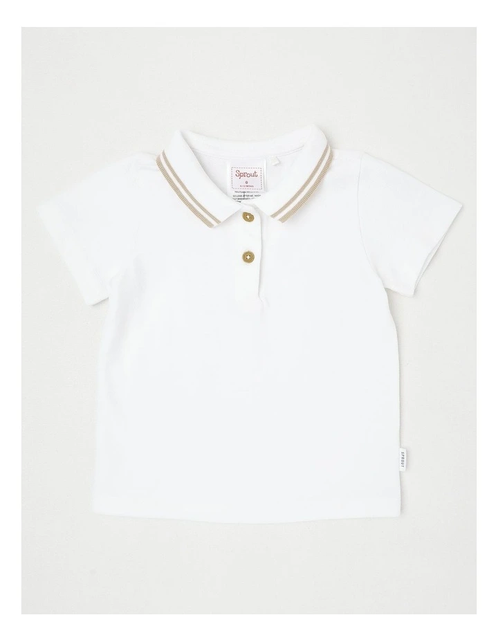 Occasion Stripe Overall & Polo Set in Beige image 4