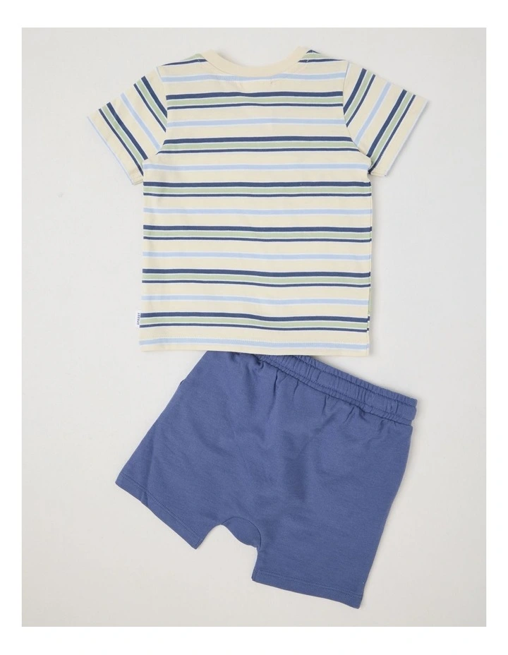Y/D Stripe Crocodile Applique T-Shirt in Bone image 3