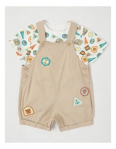 Camping Bardge Woven Overall Set in Beige