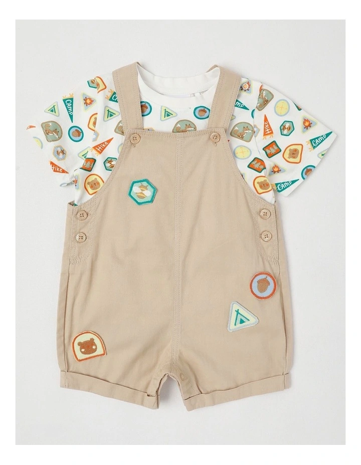 Camping Bardge Woven Overall Set in Beige image 1