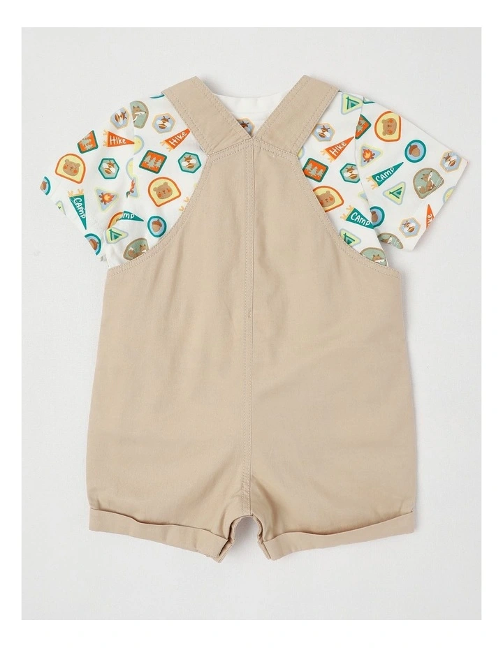 Camping Bardge Woven Overall Set in Beige image 3