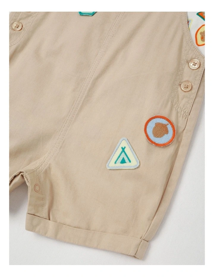 Camping Bardge Woven Overall Set in Beige image 4