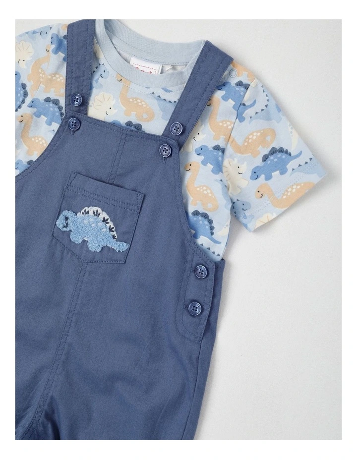 Dino Woven Overall Set in Mid Blues image 2