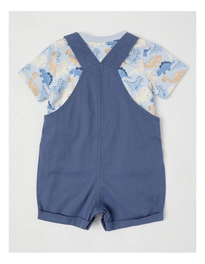Dino Woven Overall Set in Mid Blues image 3