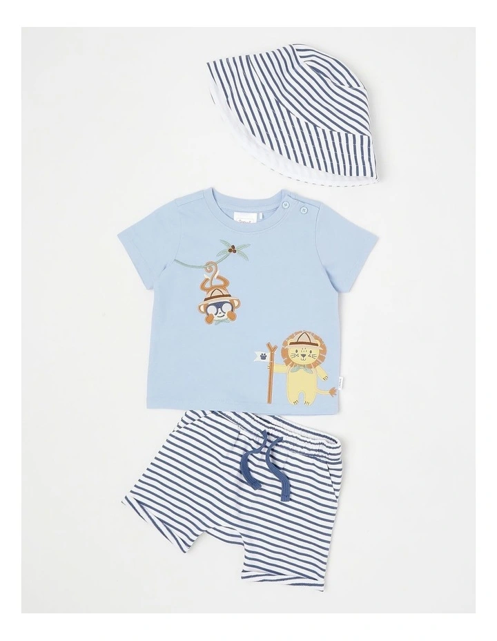 Monkey & Lion Stripe Set in Bluestone image 1