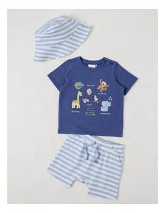 Safari Icon Stripe Set in Mid Blues