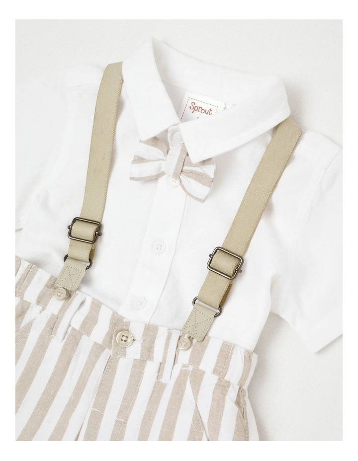 Occasion Stripe Shirt With Braces Set in White image 2