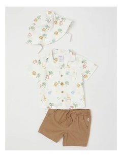 Woven Shirt & Short with Hat Set in Assorted