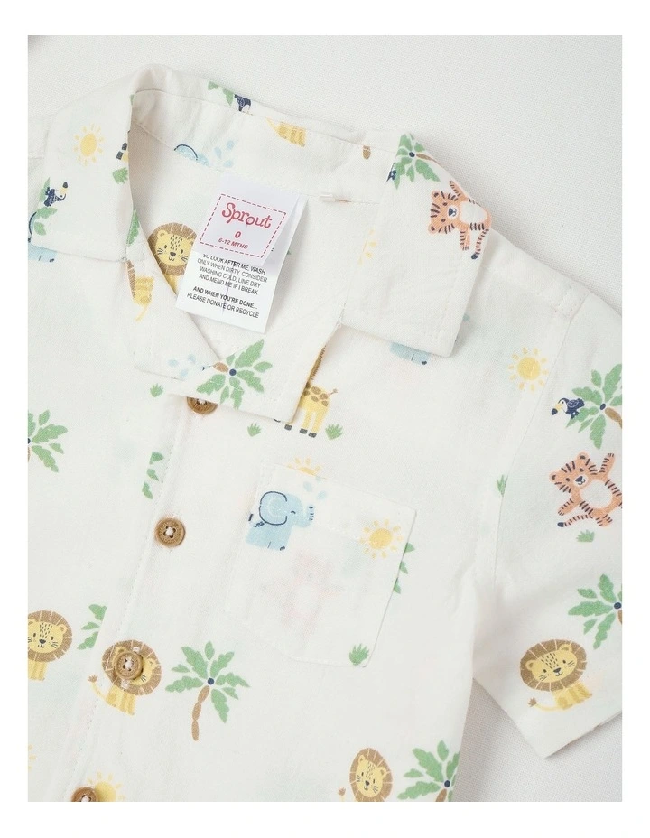 Woven Shirt & Short with Hat Set in Assorted image 2