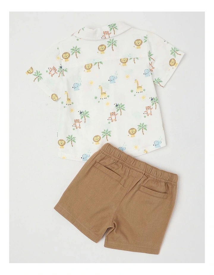 Woven Shirt & Short with Hat Set in Assorted image 3