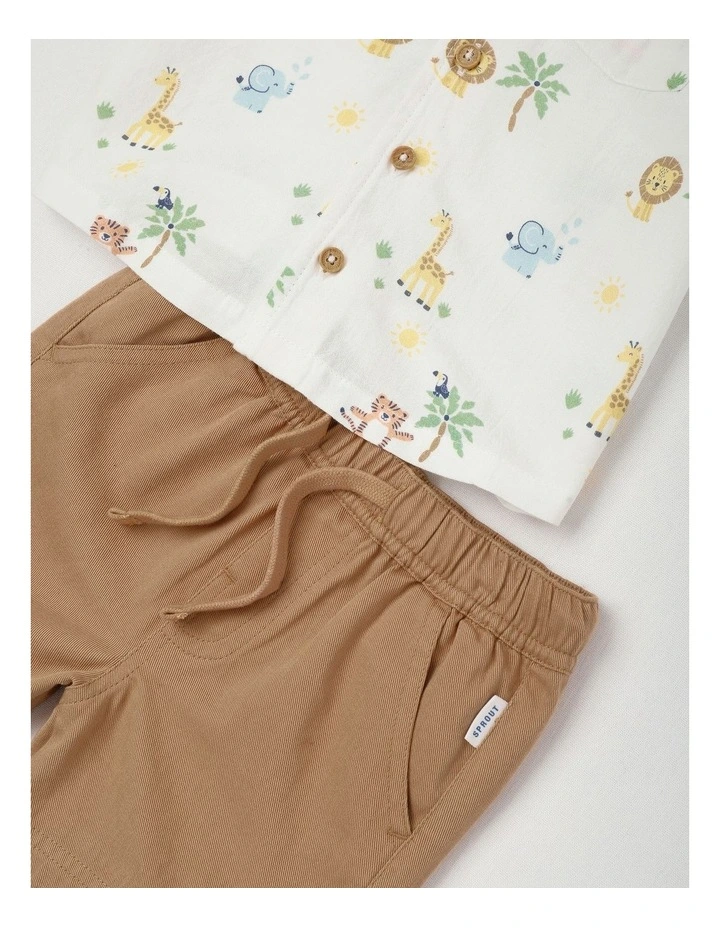 Woven Shirt & Short with Hat Set in Assorted image 4