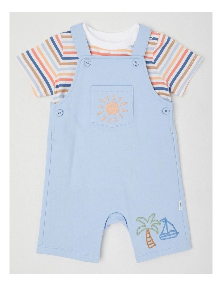 Ocean Icon Stripe Overall Set in Bluestone image 1