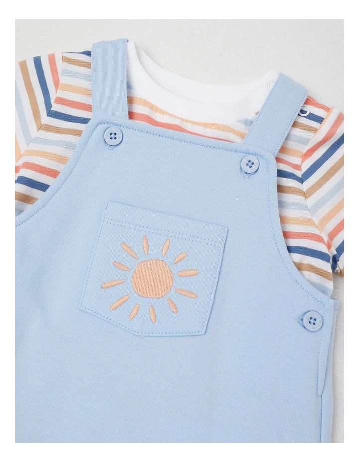 Ocean Icon Stripe Overall Set in Bluestone image 2