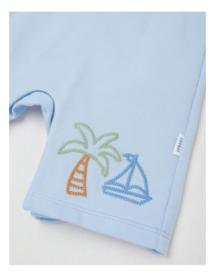 Ocean Icon Stripe Overall Set in Bluestone image 5