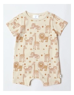 Essential Safari Animal Romper in Bone